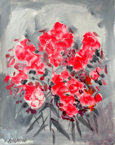 Malerei mit dem Titel "Phloxes fire spiegel" von Ekaterina Lukyanova (LukyanovaART), Original-Kunstwerk, Acryl