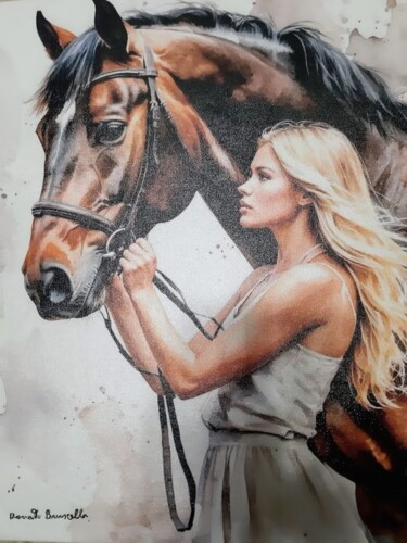 "Ingrid con cavallo" başlıklı Tablo Bruscella Donato tarafından, Orijinal sanat, Petrol