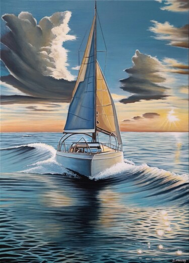 "le bateau à voile" başlıklı Tablo Stéphane Mouton tarafından, Orijinal sanat, Akrilik