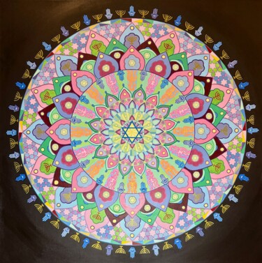 "Mandala Juif" başlıklı Tablo Rodolphe Laplace tarafından, Orijinal sanat, Akrilik Ahşap Sedye çerçevesi üzerine monte edilm…