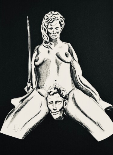 "Médusa" başlıklı Resim Nadine Van Bogaert tarafından, Orijinal sanat, Mürekkep