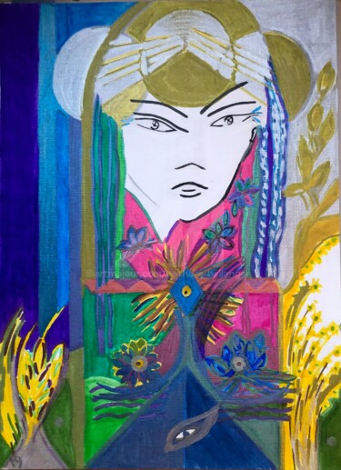 Рисунок под названием "Kuan Yin, Mère Divi…" - Nathalie Bellanger, Подлинное произведение искусства, Маркер