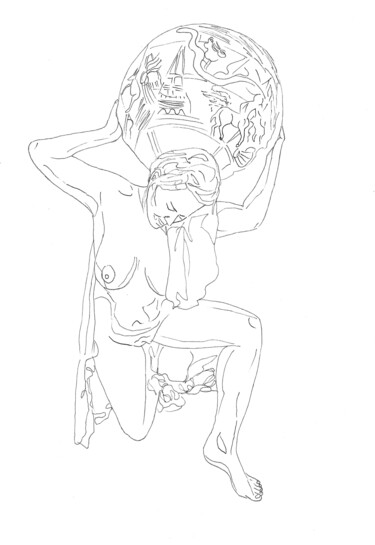 "Atlas" başlıklı Resim Nadine Van Bogaert tarafından, Orijinal sanat, Mürekkep