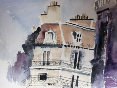 Malerei mit dem Titel "An Appartment in Pa…" von Serhat Atas, Original-Kunstwerk, Aquarell