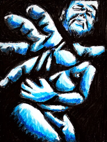 Рисунок под названием "Blue" - Nadine Van Bogaert, Подлинное произведение искусства, Пастель