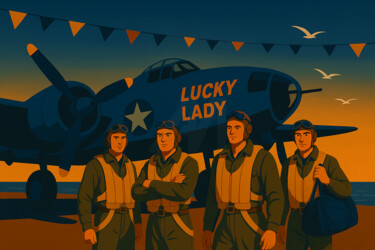 Digital Arts titled "Sunset Crew of the…" by Peter Homuth, Original Artwork, AI generated image