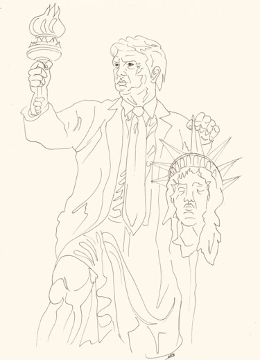 Zeichnungen mit dem Titel "Liberticide" von Nadine Van Bogaert, Original-Kunstwerk, Tinte