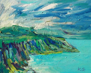 Painting titled "The shores of the B…" by Gábor Kentelki, Original Artwork, Oil