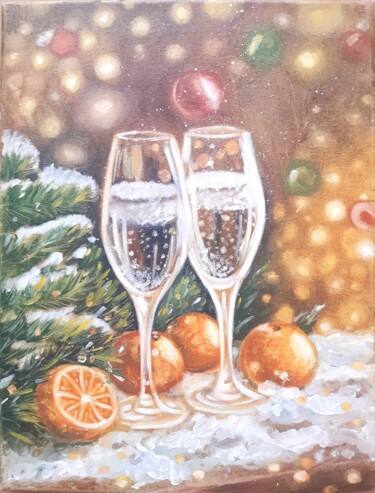 "Winter Celebration…" başlıklı Tablo Irene Prosper tarafından, Orijinal sanat, Petrol Ahşap Sedye çerçevesi üzerine monte ed…