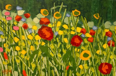 Картина под названием "En bordure du boisé" - Sylvie Gagnon, Подлинное произведение искусства, Масло Установлен на Деревянна…