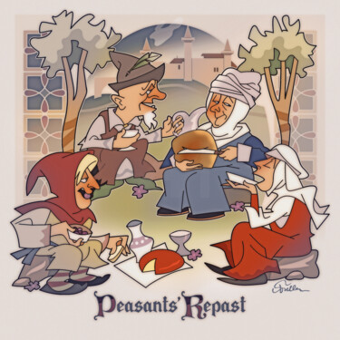 Digitale Kunst mit dem Titel "Peasants' Repast" von Van Evan Fuller, Original-Kunstwerk, Digitale Malerei