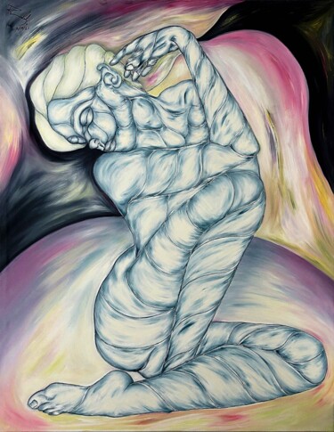 Painting titled "Woman Posing." by Rodolfo V Ortiz, Original Artwork, Oil