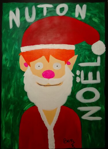 Schilderij getiteld "Nuton de Noël" door Ben, Origineel Kunstwerk, Acryl Gemonteerd op Frame voor houten brancard