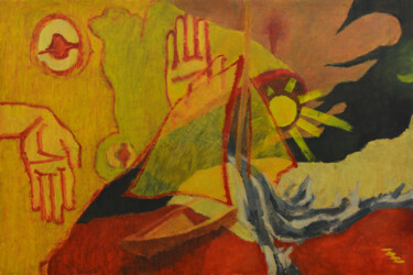 Peinture intitulée "Omen" par Zuo S-Z, Œuvre d'art originale, Huile Monté sur Panneau de bois