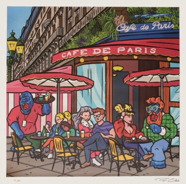 Εκτυπώσεις & Χαρακτικά με τίτλο "Café de Paris" από Richard Orlinski, Αυθεντικά έργα τέχνης, Ψηφιακή εκτύπωση