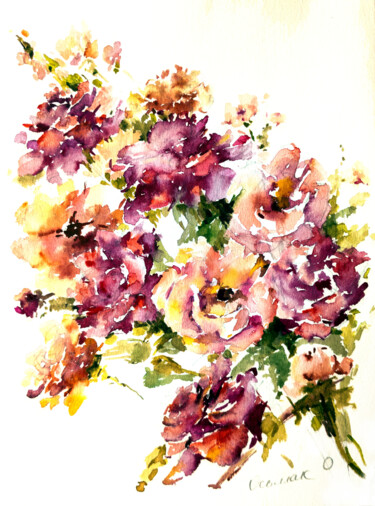 Картина под названием "Wild Rose" - Olha Osmak, Подлинное произведение искусства, Акварель