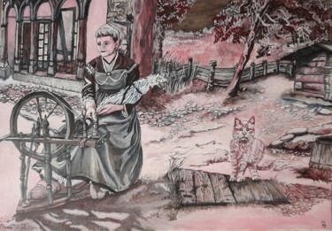 "Fileuse" başlıklı Tablo Caly tarafından, Orijinal sanat, Akrilik Ahşap Sedye çerçevesi üzerine monte edilmiş