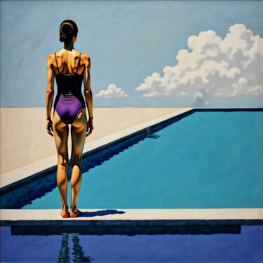 Composition with a girl on a swimming pool