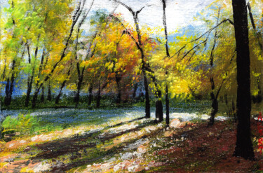 Pintura titulada "WARM AUTUMN" por Victor Arseni, Obra de arte original, Acrílico Montado en Cartulina
