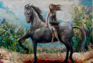 Painting titled "EPONA IN LIVE" by Gilles Glaçon, Original Artwork, Acrylic