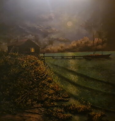 Ζωγραφική με τίτλο "FISHERMAN'S HUT" από Arkadi Sevumyan, Αυθεντικά έργα τέχνης, Λάδι