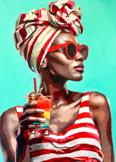 "Sunkissed & Fabulous" başlıklı Tablo Nana Artamonova tarafından, Orijinal sanat, Petrol Ahşap Sedye çerçevesi üzerine monte…