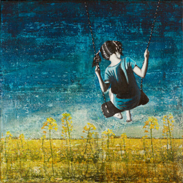 Pintura titulada "indigo swing" por Db Waterman, Obra de arte original, Acrílico