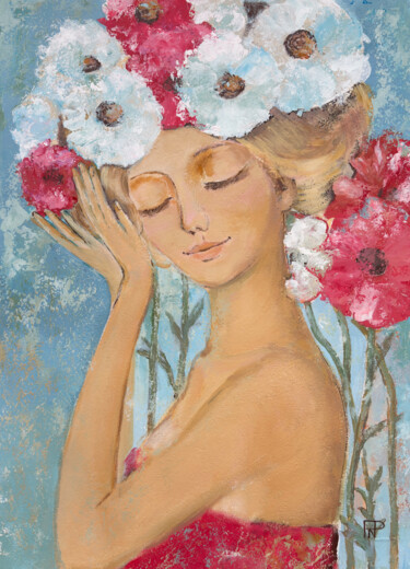 "Woman with a wreath…" başlıklı Tablo Natalia Piarno tarafından, Orijinal sanat, Akrilik