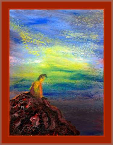 Цифровое искусство под названием "Watching the Fire" - Phillip Reese, Подлинное произведение искусства, Акрил