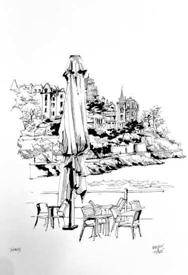 "Dinard, la plage" başlıklı Resim Veronique Gaudin tarafından, Orijinal sanat, Mürekkep