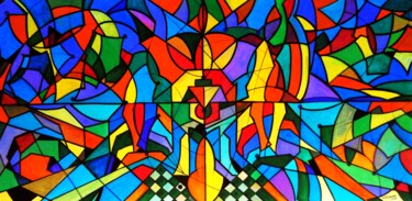 Painting titled "Reflexão no Cubismo…" by Antonio Guimaraes, Original Artwork, Acrylic