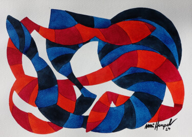 Malerei mit dem Titel "24 / XX  Kompositio…" von Ulli Heupel, Original-Kunstwerk, Aquarell