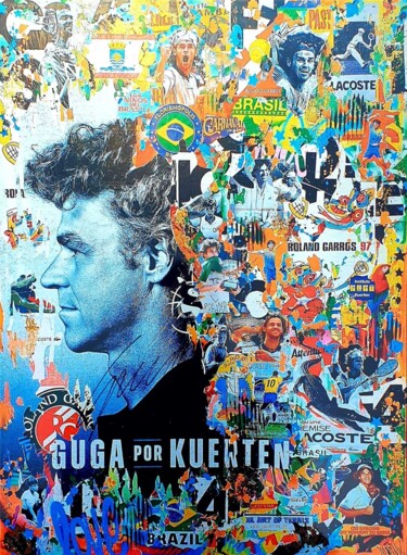 Druckgrafik mit dem Titel "Guga - Gustavo Kuer…" von Lasveguix, Original-Kunstwerk, Digitale Collage Auf Aluminium montiert