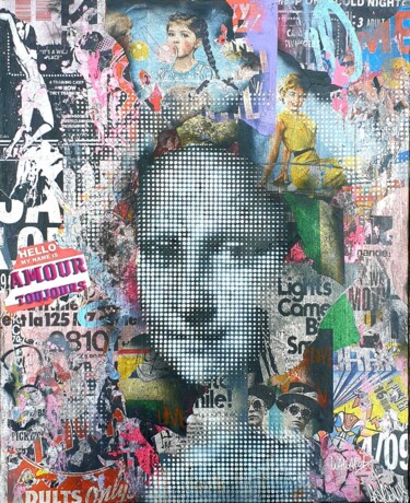 Malerei mit dem Titel "Urban Joconde" von Wawapod, Original-Kunstwerk, Acryl Auf Keilrahmen aus Holz montiert