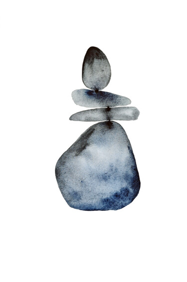 Painting titled "Abstract Stone Towe…" by Tani Soul, Original Artwork, Watercolor