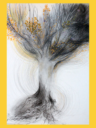 "albero giallo" başlıklı Resim Paulaluz tarafından, Orijinal sanat, Karakalem