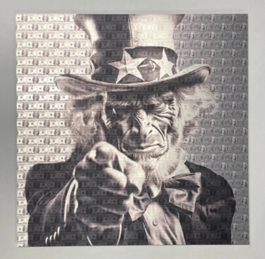 Gravures & estampes intitulée "Dollars" par Eric Lespinasse, Œuvre d'art originale, Impression numérique Monté sur Métal