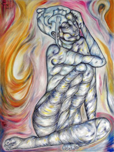 Painting titled "Posing" by Rodolfo V Ortiz, Original Artwork, Oil