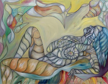 Painting titled "Reclining Woman." by Rodolfo V Ortiz, Original Artwork, Oil