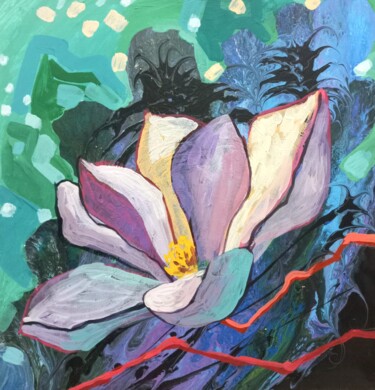 Картина под названием "Magnolia is blooming" - Galina Gataullina, Подлинное произведение искусства, Акрил Установлен на Дере…