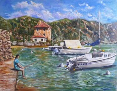 "Little fisherman in…" başlıklı Tablo Liana Brennan tarafından, Orijinal sanat, Petrol Ahşap Sedye çerçevesi üzerine monte e…