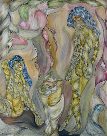 Painting titled "Two Females." by Rodolfo V Ortiz, Original Artwork, Oil