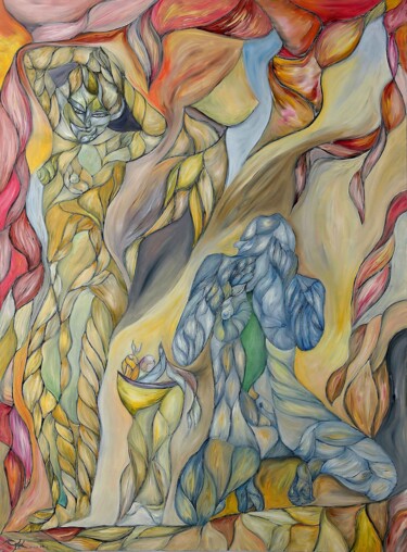 Painting titled "Two Women in the wo…" by Rodolfo V Ortiz, Original Artwork, Oil