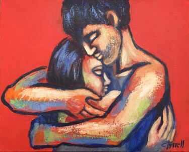 "Lovers - Emotion" başlıklı Tablo Carmen Tyrrell tarafından, Orijinal sanat, Akrilik Ahşap Sedye çerçevesi üzerine monte edi…
