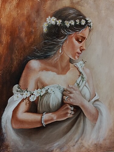 Pintura titulada "Dipinto - Pudore -" por Artesam, Obra de arte original, Oleo Montado en Bastidor de camilla de madera