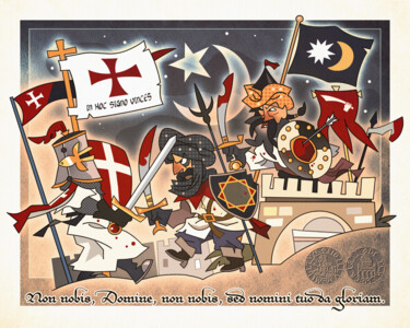 Digitale Kunst mit dem Titel "Templar Knight Enga…" von Van Evan Fuller, Original-Kunstwerk, Digitale Malerei