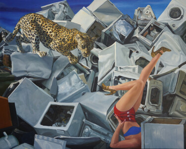 Картина под названием "狩猎" - 恒 强, Подлинное произведение искусства, Масло