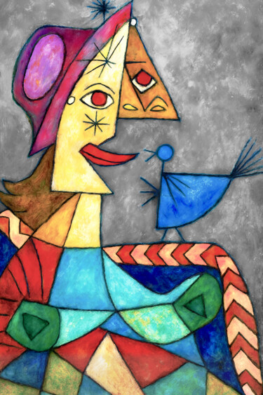 数字艺术 标题为“personnage abstrait…” 由Pacôme Coquet, 原创艺术品, AI生成的图像 安装在铝上