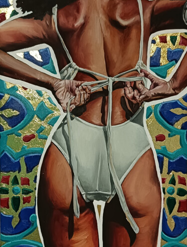 "Woman on the beach…" başlıklı Tablo Ilona Voronova tarafından, Orijinal sanat, Petrol Ahşap Sedye çerçevesi üzerine monte e…