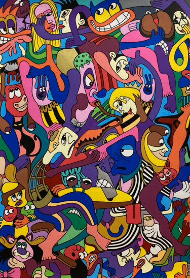 Zeichnungen mit dem Titel "“ Un toast d’ adieu…" von Philippe Pons, Original-Kunstwerk, Marker Auf Aluminium montiert